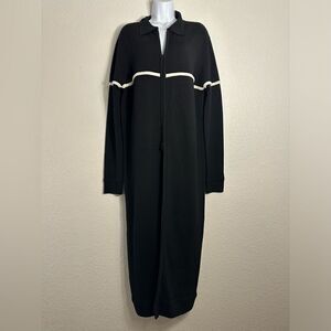 Moussy Studiowear Double Zip Wool Blend Black Sweater Dress Jacket‎ Monochrome